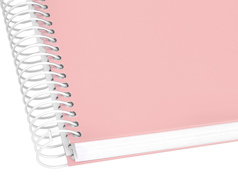 CUADERNO ESPIRAL LIDERPAPEL A4 CRAFTY TAPA FORRADA 80H 90 GR CUADRO 4MM CON MARGEN COLOR ROSA