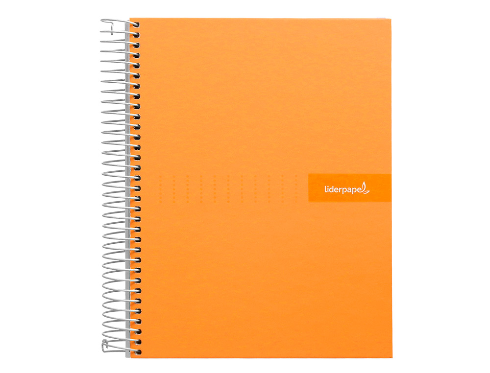 CUADERNO ESPIRAL LIDERPAPEL A4 MICRO CRAFTY TAPA FORRADA 120H 90GR CUADRO 5MM 5 BANDAS 4 COLORES COLOR NARANJA