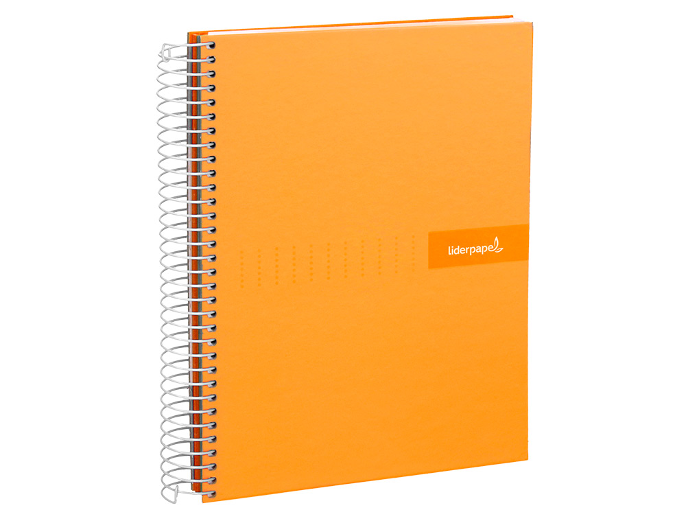 CUADERNO ESPIRAL LIDERPAPEL A4 MICRO CRAFTY TAPA FORRADA 120H 90GR CUADRO 5MM 5 BANDAS 4 COLORES COLOR NARANJA
