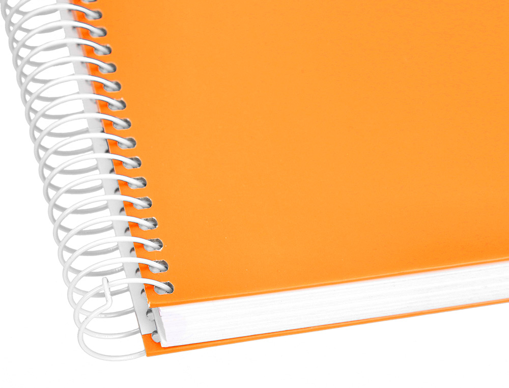 CUADERNO ESPIRAL LIDERPAPEL A4 MICRO CRAFTY TAPA FORRADA 120H 90GR CUADRO 5MM 5 BANDAS 4 COLORES COLOR NARANJA