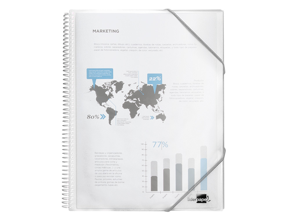 CARPETA LIDERPAPEL ESCAPARATE CON ESPIRAL 30 FUNDAS POLIPROPILENO DIN A4 TRANSPARENTE