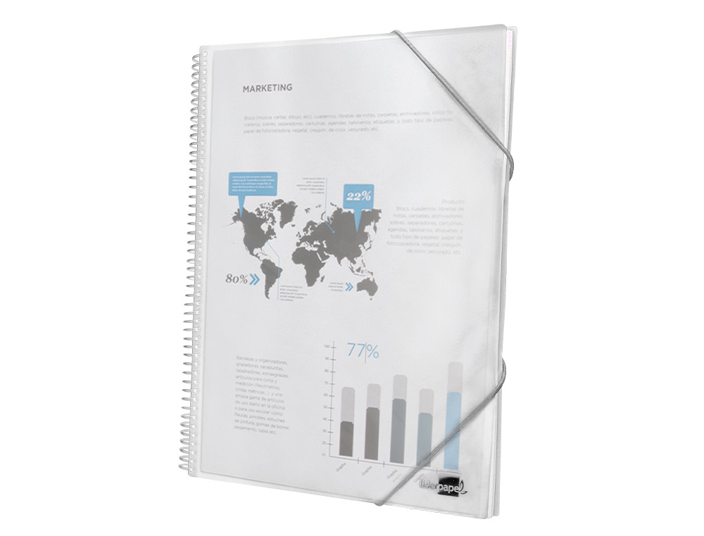 CARPETA LIDERPAPEL ESCAPARATE CON ESPIRAL 30 FUNDAS POLIPROPILENO DIN A4 TRANSPARENTE