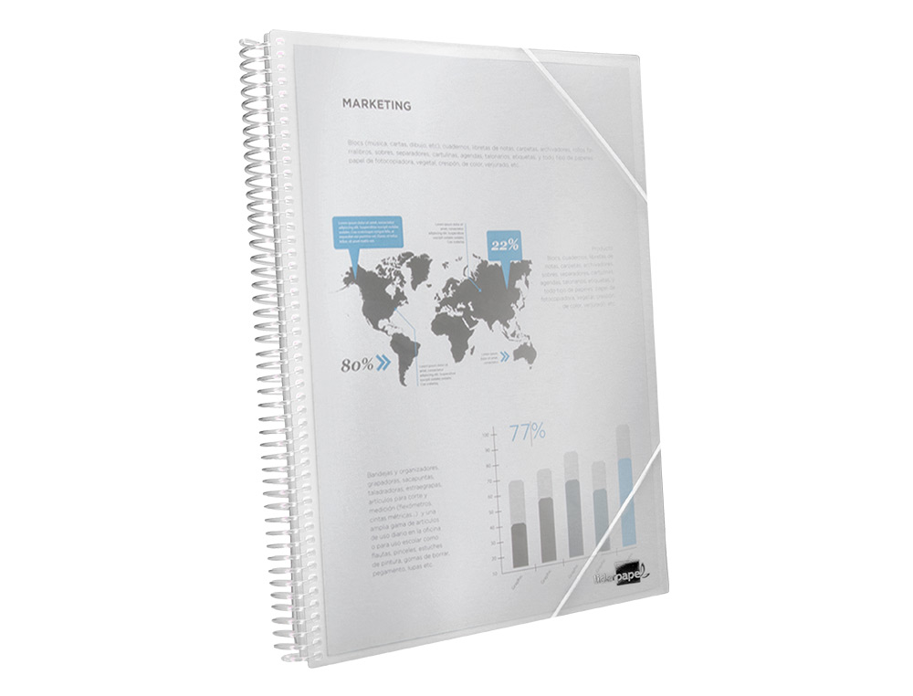 CARPETA LIDERPAPEL ESCAPARATE CON ESPIRAL 30 FUNDAS POLIPROPILENO DIN A4 TRANSPARENTE
