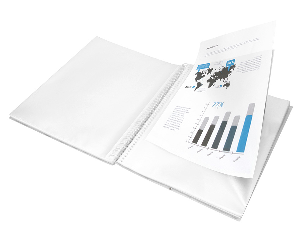 CARPETA LIDERPAPEL ESCAPARATE CON ESPIRAL 30 FUNDAS POLIPROPILENO DIN A4 TRANSPARENTE
