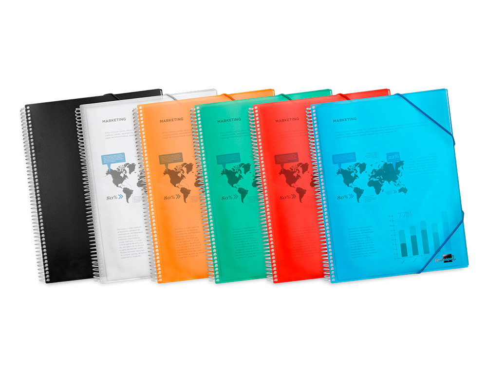 CARPETA LIDERPAPEL ESCAPARATE CON ESPIRAL 30 FUNDAS POLIPROPILENO DIN A4 TRANSPARENTE