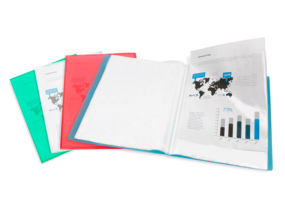 CARPETA LIDERPAPEL ESCAPARATE 10 FUNDAS POLIPROPILENO DIN A4 VERDE TRANSLUCIDO