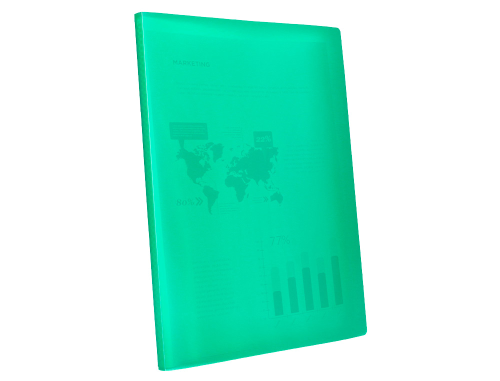 CARPETA LIDERPAPEL ESCAPARATE 10 FUNDAS POLIPROPILENO DIN A4 VERDE TRANSLUCIDO