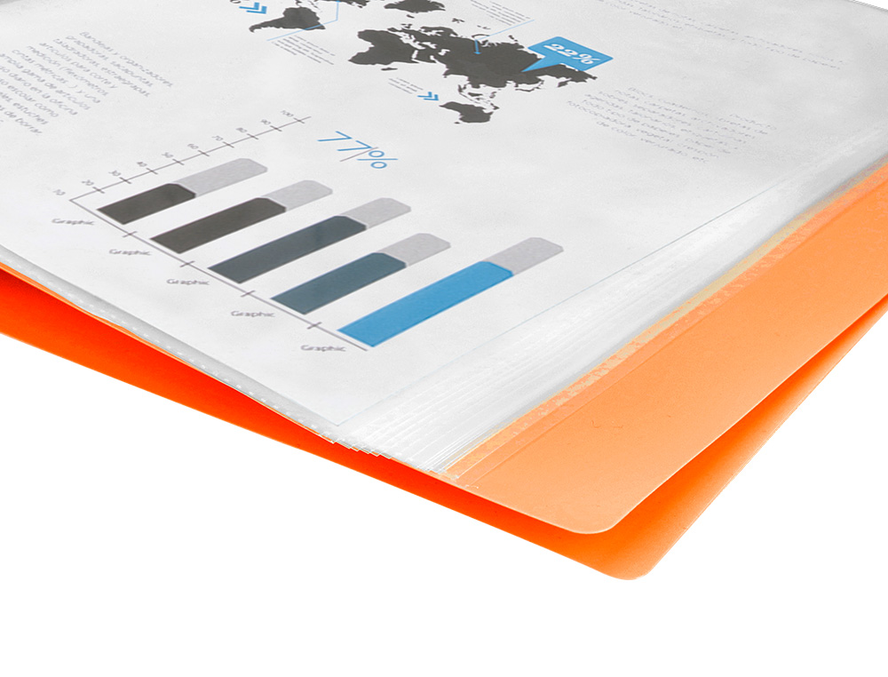 CARPETA LIDERPAPEL ESCAPARATE 10 FUNDAS POLIPROPILENO DIN A4 NARANJA FLUOR OPACO