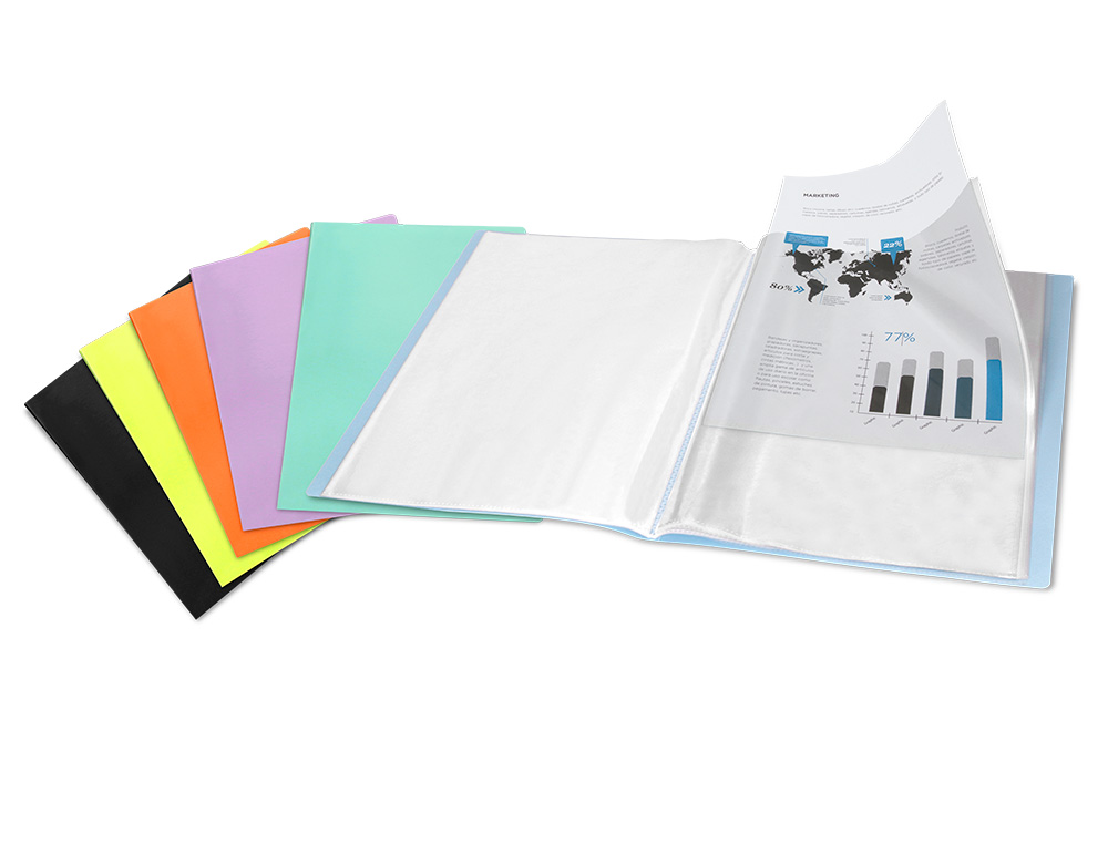 CARPETA LIDERPAPEL ESCAPARATE 20 FUNDAS POLIPROPILENO DIN A4 LAVANDA OPACO