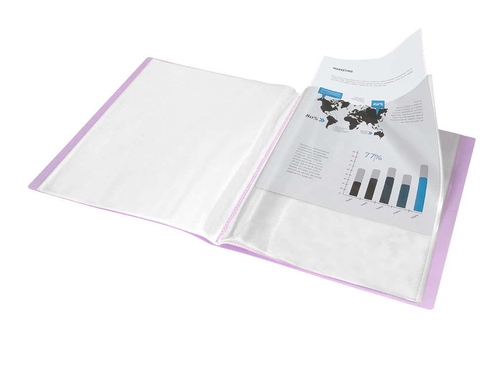 CARPETA LIDERPAPEL ESCAPARATE 30 FUNDAS POLIPROPILENO DIN A4 LAVANDA OPACO