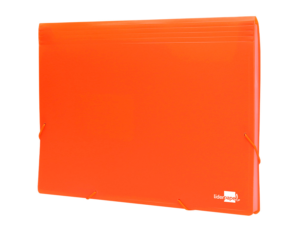 CARPETA LIDERPAPEL CLASIFICADOR FUELLE POLIPROPILENO DIN A4 NARANJA FLUOR OPACO 13 DEPARTAMENTOS