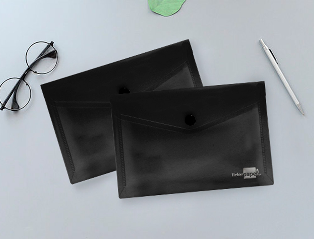 CARPETA LIDERPAPEL DOSSIER BROCHE POLIPROPILENO DIN A6 NEGRO OPACO