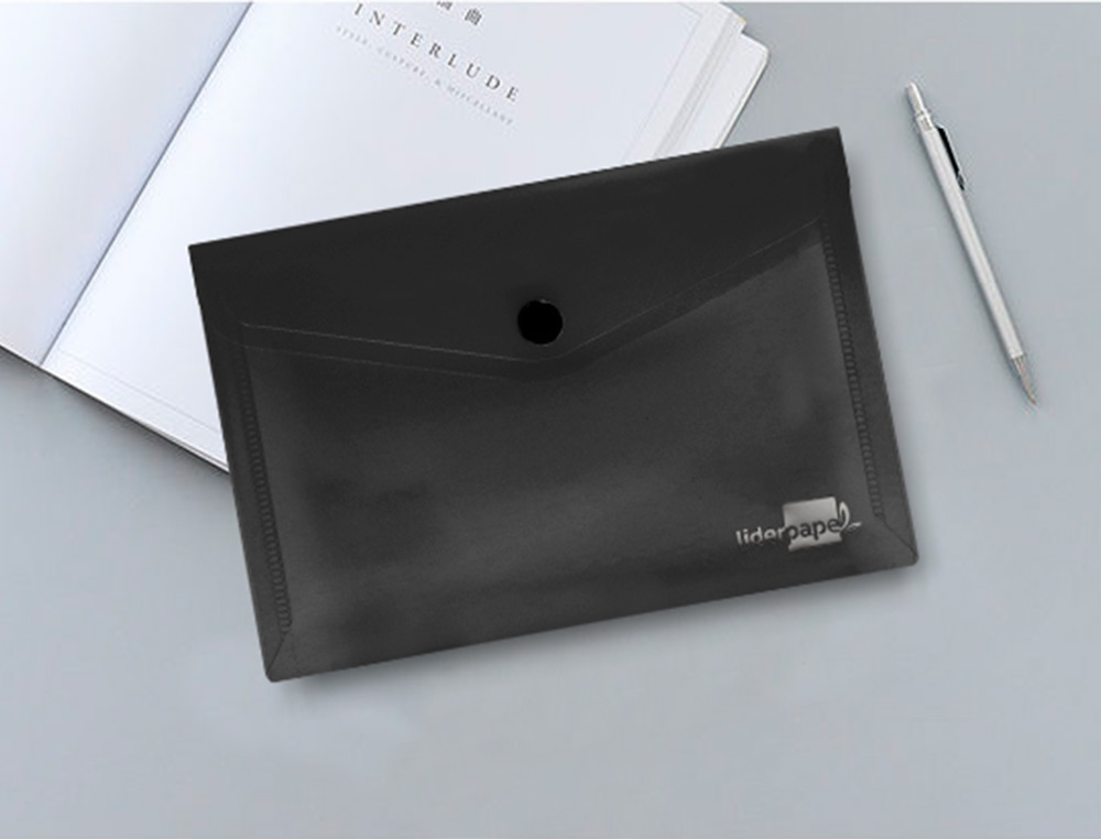 CARPETA LIDERPAPEL DOSSIER BROCHE POLIPROPILENO DIN A6 NEGRO OPACO