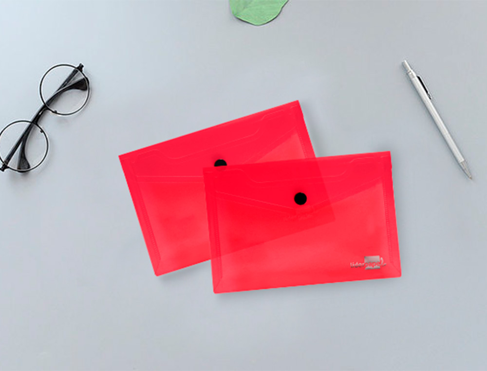 CARPETA LIDERPAPEL DOSSIER BROCHE POLIPROPILENO DIN A7 ROJO TRANSLUCIDO