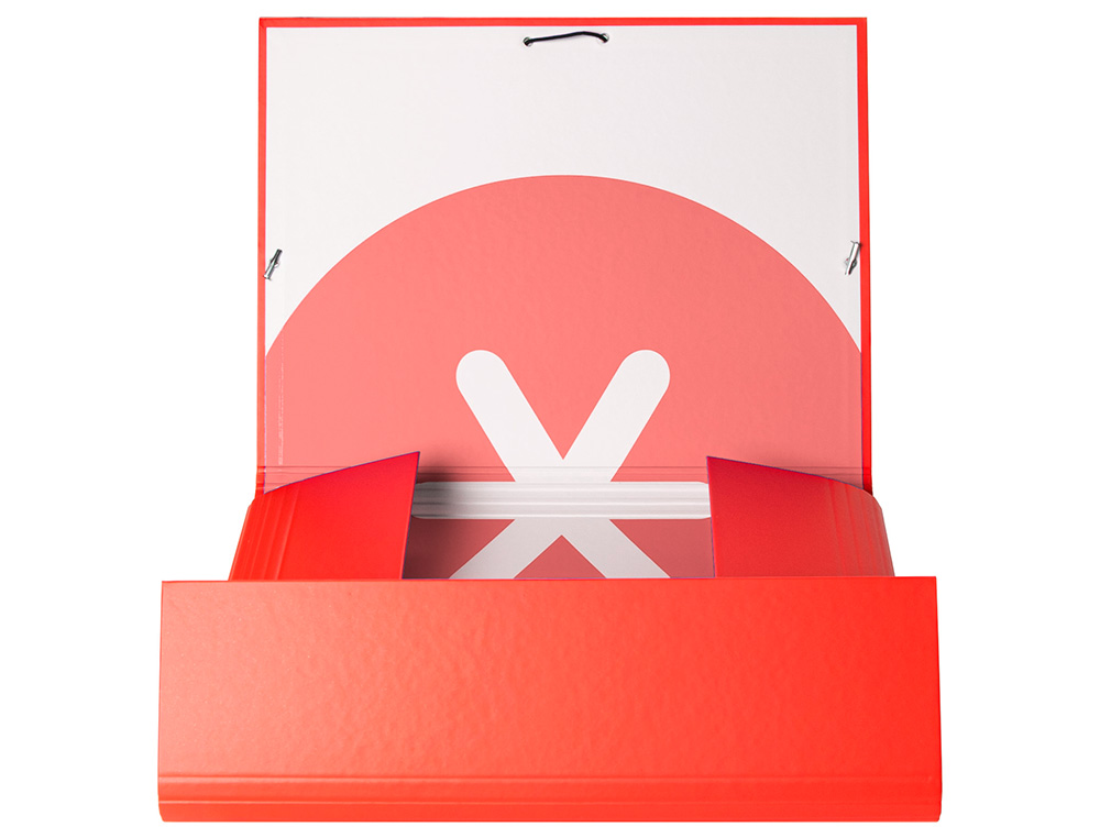 CARPETA LIDERPAPEL ANTARTIK GOMAS A4 3 SOLAPAS CARTON FORRADO TRENDING COLOR ROJO