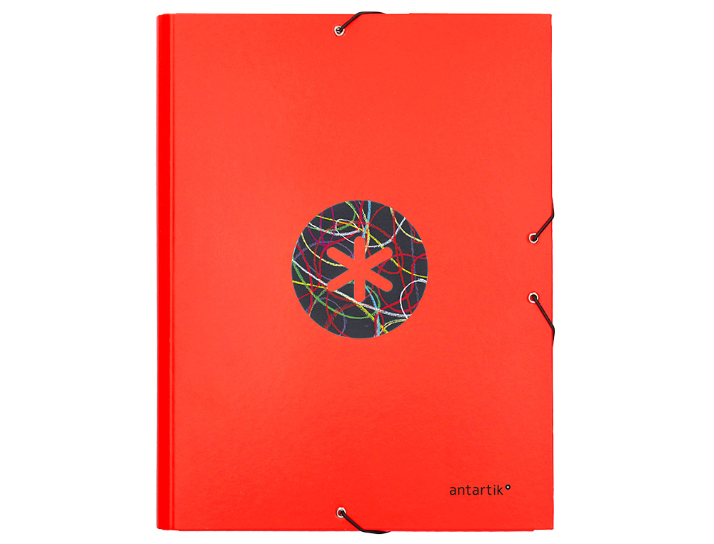 CARPETA LIDERPAPEL ANTARTIK GOMAS A4 3 SOLAPAS CARTON FORRADO TRENDING COLOR ROJO