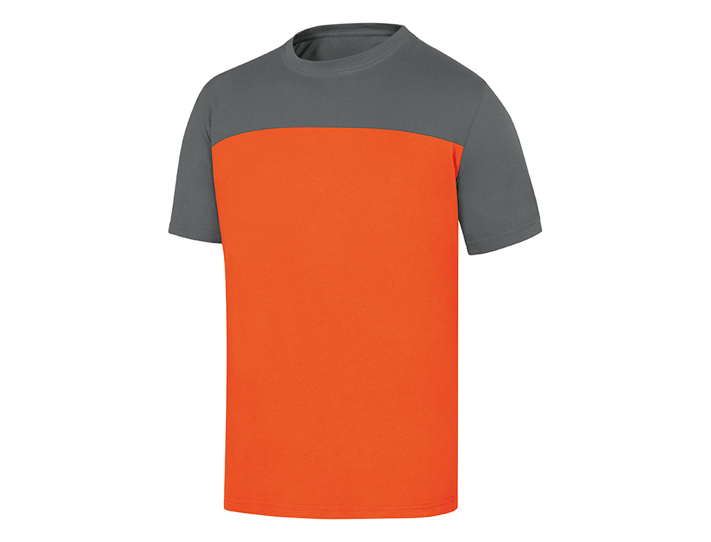 CAMISETA DE ALGODON DELTAPLUS COLOR GRIS/NARANJA TALLA XL