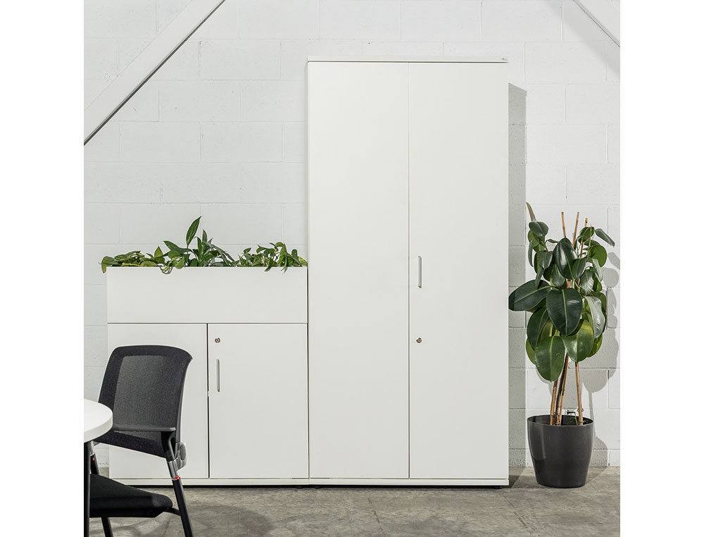ARMARIO ROCADA CON CUATRO ESTANTES SERIE STORE 156X90X45 CM ACABADO AN02 GRIS/GRIS
