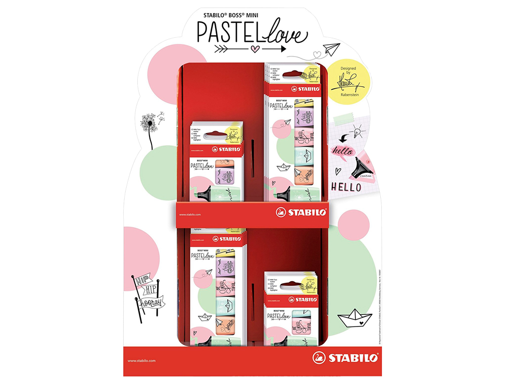 ROTULADOR STABILO BOSS MINI PASTEL LOVE EXPOSITOR DE 72 UNIDADES COLORES SURTIDOS