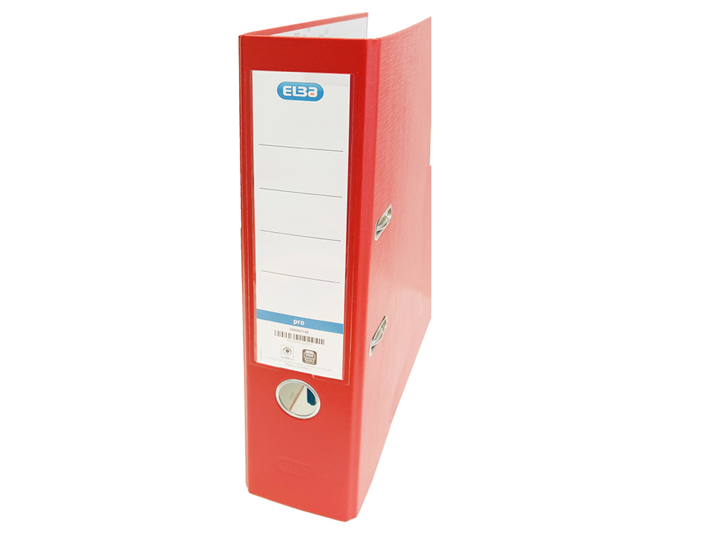 ARCHIVADOR DE PALANCA ELBA CARTON FORRADO PVC CON RADO TOP FOLIO LOMO 80 MM ROJO