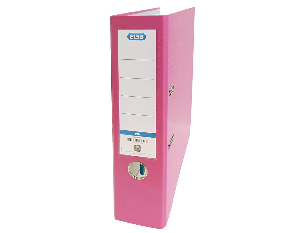 ARCHIVADOR DE PALANCA ELBA CARTON FORRADO PVC CON RADO TOP FOLIO LOMO 80 MM ROSA