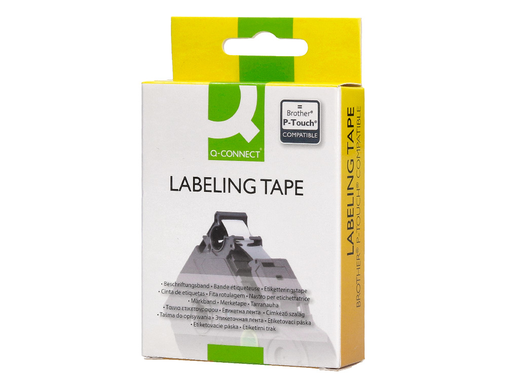 CINTA Q-CONNECT TZE-211 BLANCO-NEGRO 6MM LONGITUD 8 MT