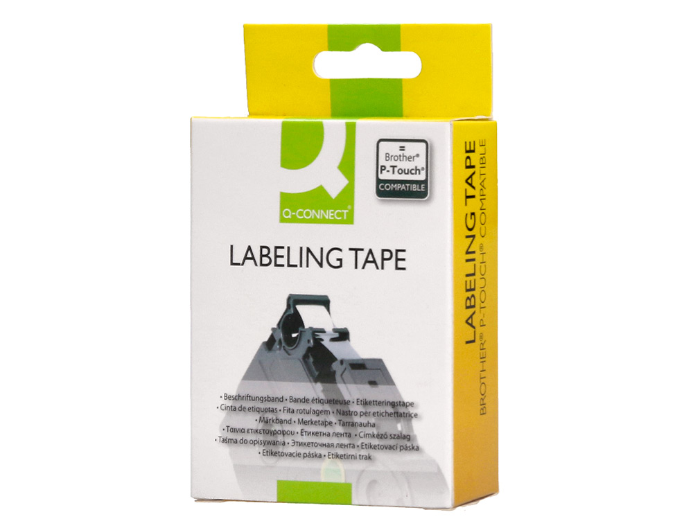CINTA Q-CONNECT TZE-641 AMARILLO-NEGRO 18MM LONGITUD 8 MT