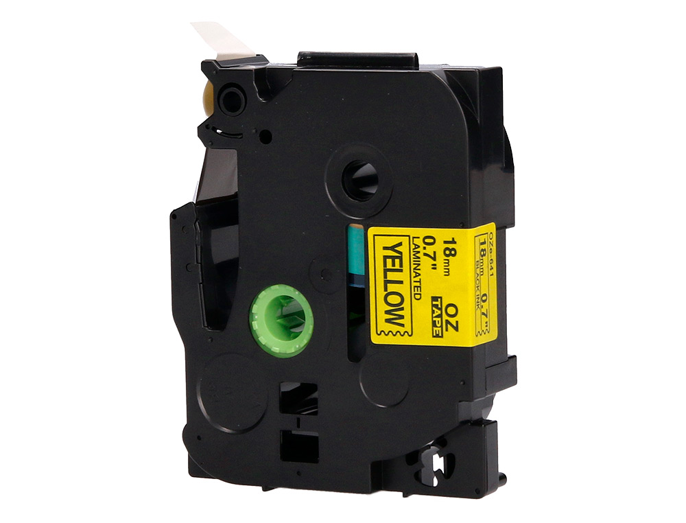 CINTA Q-CONNECT TZE-641 AMARILLO-NEGRO 18MM LONGITUD 8 MT