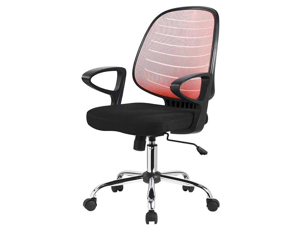 SILLA GIRATORIA Q-CONNECT BASE METAL REGULABLE EN ALTURA 920+80MM ALTO 600MM ANCHO 580MM PROFUNDIDAD ROJO