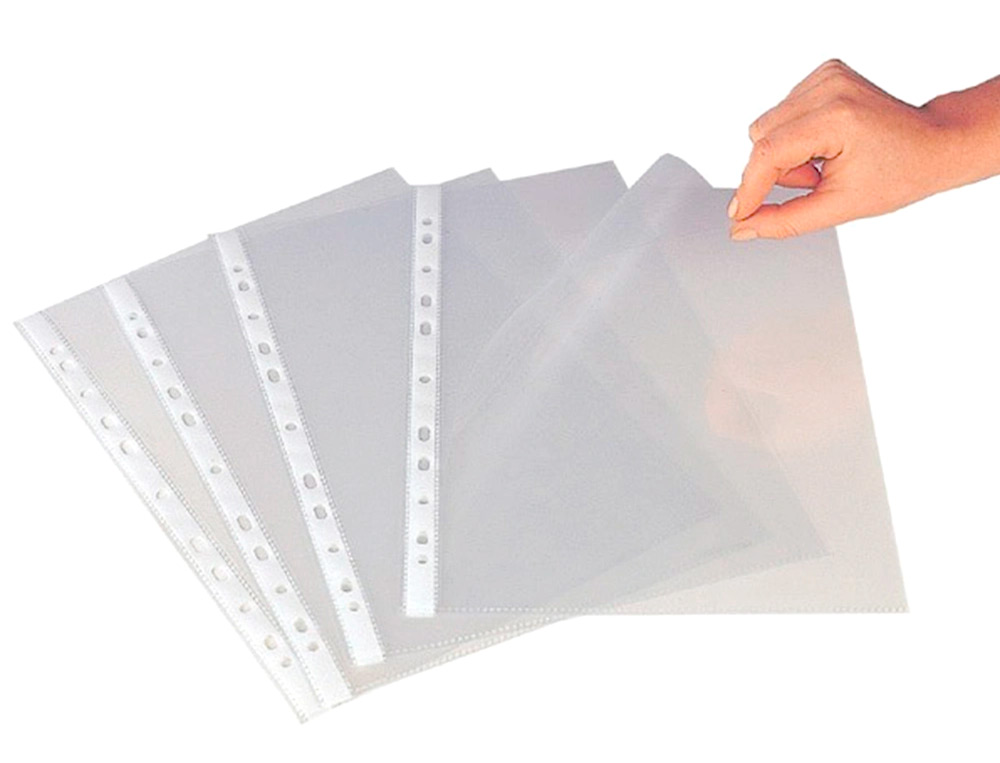 FUNDA MULTITALADRO Q-CONNECT DIN A4 80 MC CRISTAL CAJA DE 1400 UNIDADES