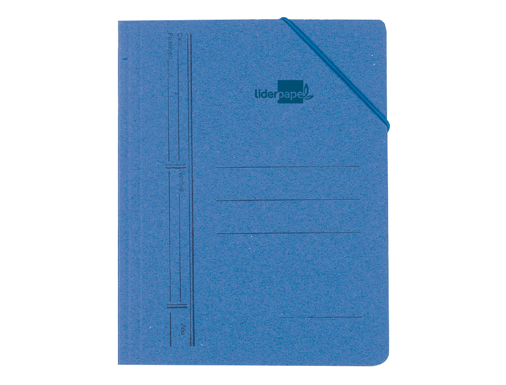 CARPETA LIDERPAPEL GOMAS CUARTO BOLSA CARTON PINTADO AZUL