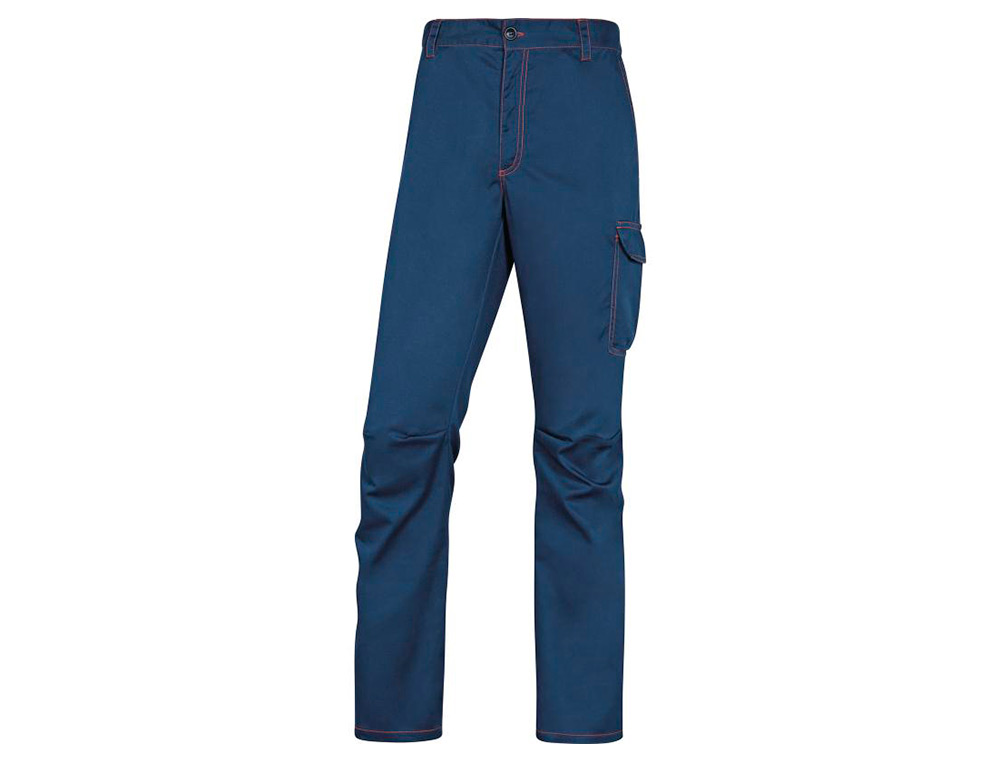 PANTALON DE TRABAJO DELTAPLUS CINTURA ELASTICA 5 BOLSILLOS COLOR AZUL MARINO / NARANJA TALLA XXXL