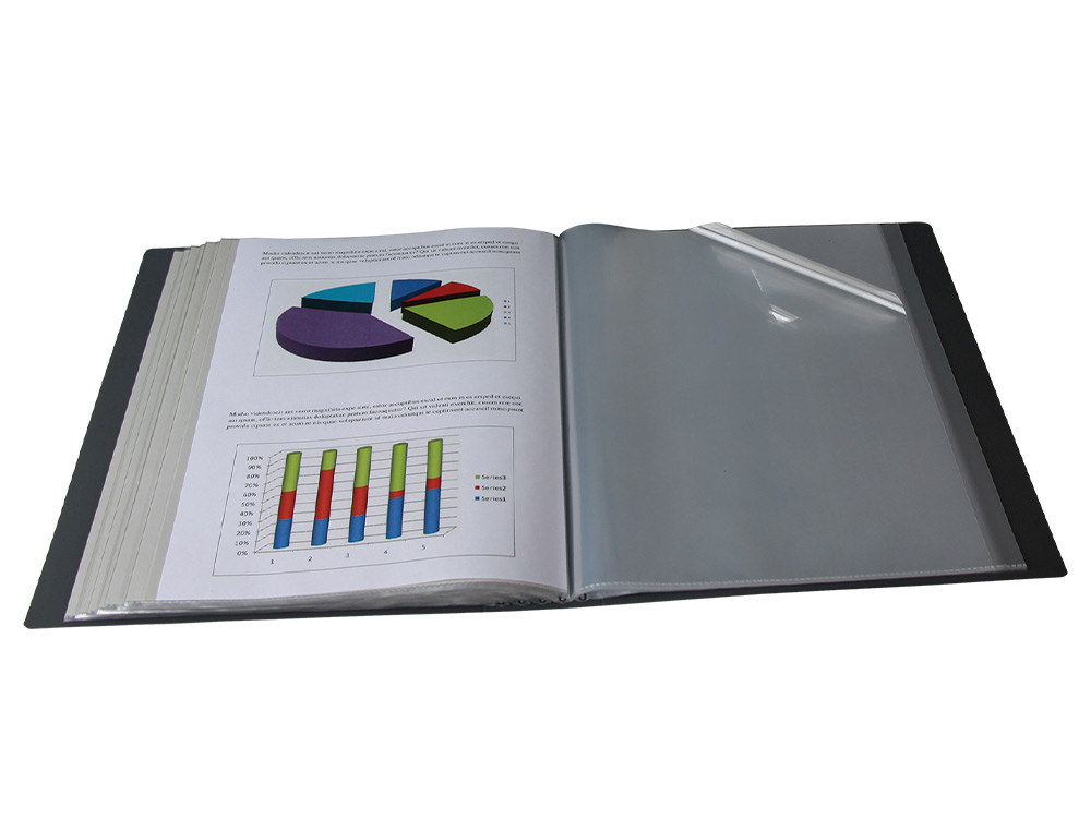 CARPETA LIDERPAPEL 10 FUNDAS CANGURO PP DIN A4 NEGRO OPACO PORTADA Y LOMO PERSONALIZABLE