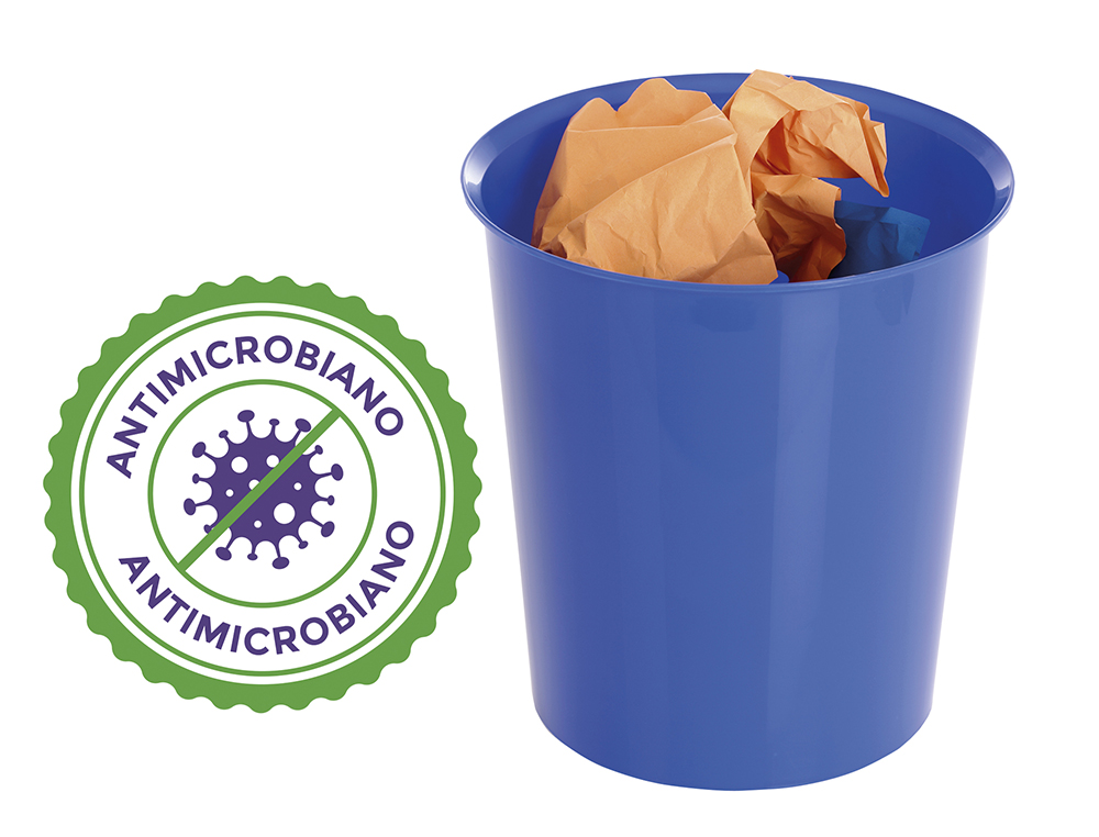 PAPELERA PLASTICO ARCHIVO 2000 ANTIMICROBIANA SANITIZED PLASTICO AZUL 18 LITROS 290X310 MM