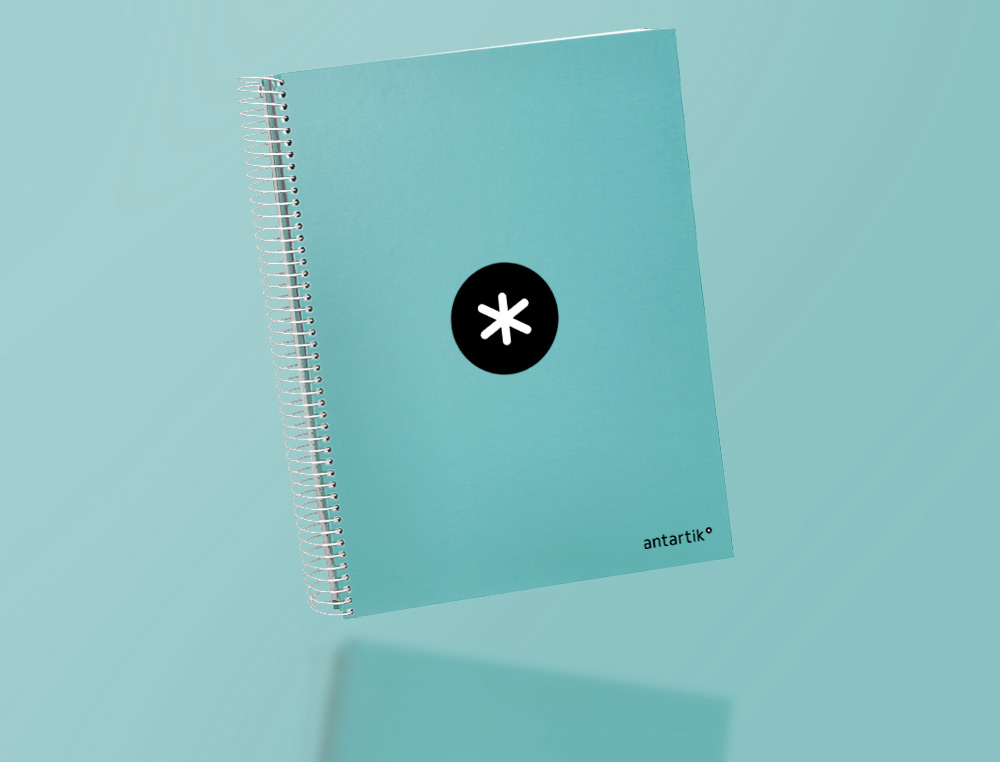 CUADERNO ESPIRAL A4 MICRO ANTARTIK TAPA FORRADA 120H 90 GR HORIZONTAL 5 BANDAS 4 TALADORES COLOR MENTA