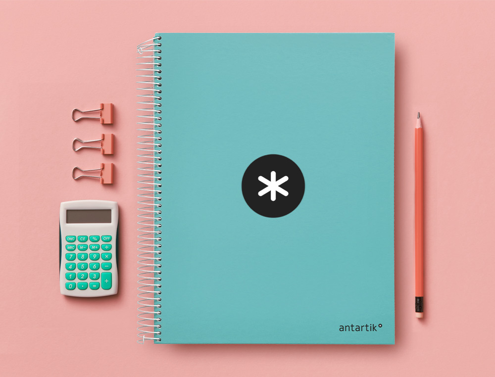 CUADERNO ESPIRAL A4 MICRO ANTARTIK TAPA FORRADA 120H 90 GR HORIZONTAL 5 BANDAS 4 TALADORES COLOR MENTA