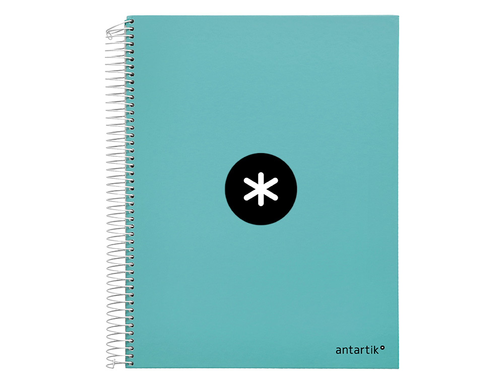 CUADERNO ESPIRAL A4 MICRO ANTARTIK TAPA FORRADA 120H 90 GR HORIZONTAL 5 BANDAS 4 TALADORES COLOR MENTA