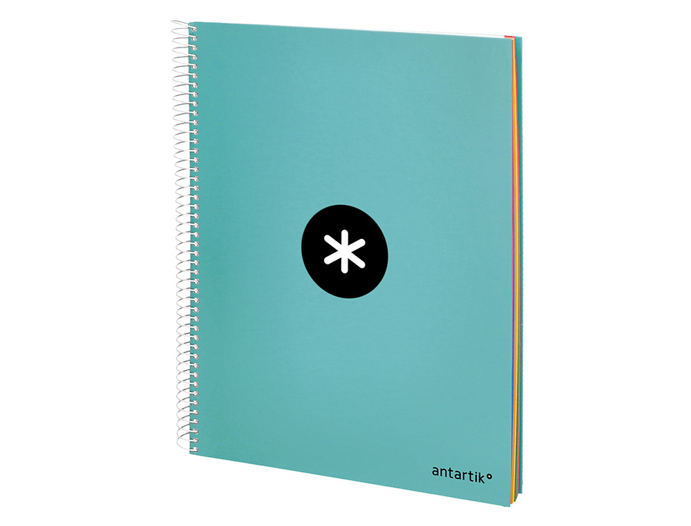 CUADERNO ESPIRAL A4 MICRO ANTARTIK TAPA FORRADA 120H 90 GR HORIZONTAL 5 BANDAS 4 TALADORES COLOR MENTA