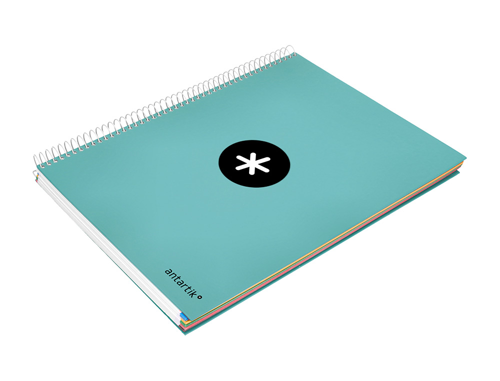 CUADERNO ESPIRAL A4 MICRO ANTARTIK TAPA FORRADA 120H 90 GR HORIZONTAL 5 BANDAS 4 TALADORES COLOR MENTA