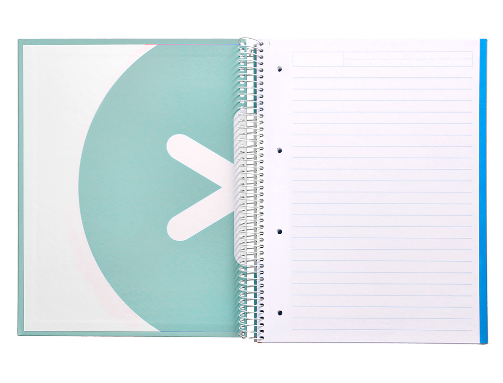 CUADERNO ESPIRAL A4 MICRO ANTARTIK TAPA FORRADA 120H 90 GR HORIZONTAL 5 BANDAS 4 TALADORES COLOR MENTA