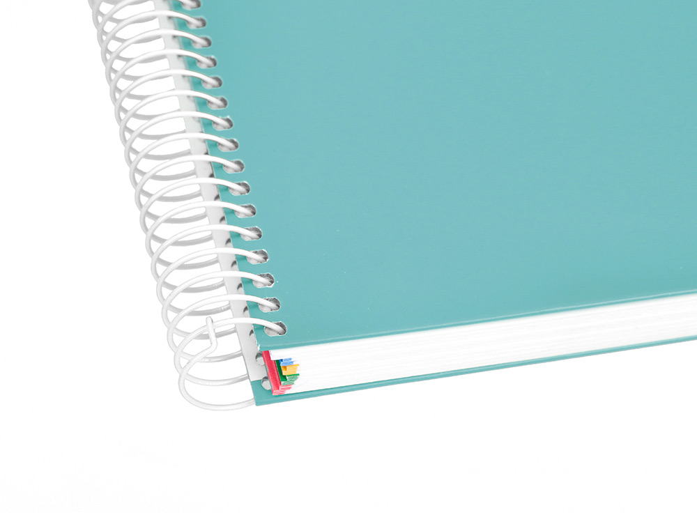 CUADERNO ESPIRAL A4 MICRO ANTARTIK TAPA FORRADA 120H 90 GR HORIZONTAL 5 BANDAS 4 TALADORES COLOR MENTA