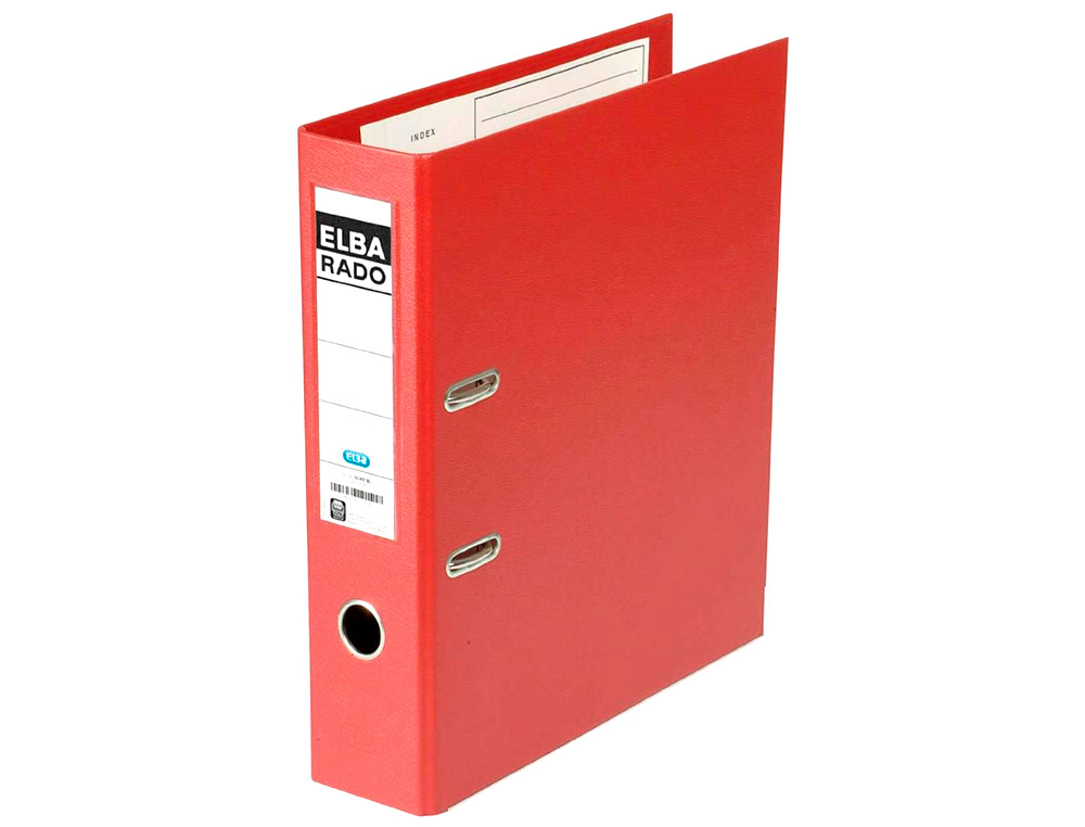 ARCHIVADOR DE PALANCA ELBA CHIC CARTON FORRADO PVC CON RADO FOLIO LOMO DE 80 MM ROJO