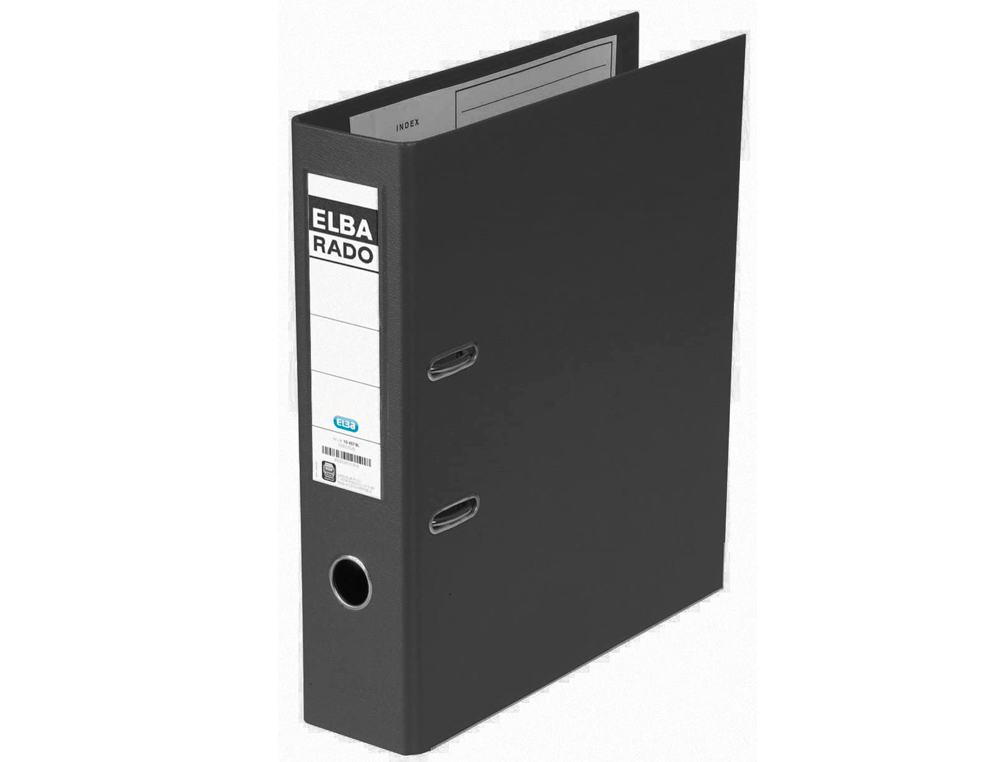 ARCHIVADOR DE PALANCA ELBA CHIC CARTON FORRADO PVC CON RADO FOLIO LOMO DE 80 MM NEGRO