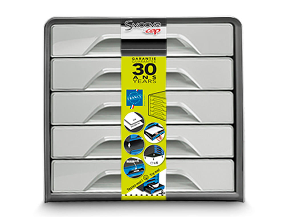 FICHERO CAJONES DE SOBREMESA CEP SMOOVE 5 CAJONES COLOR GRIS 288X360X270 MM