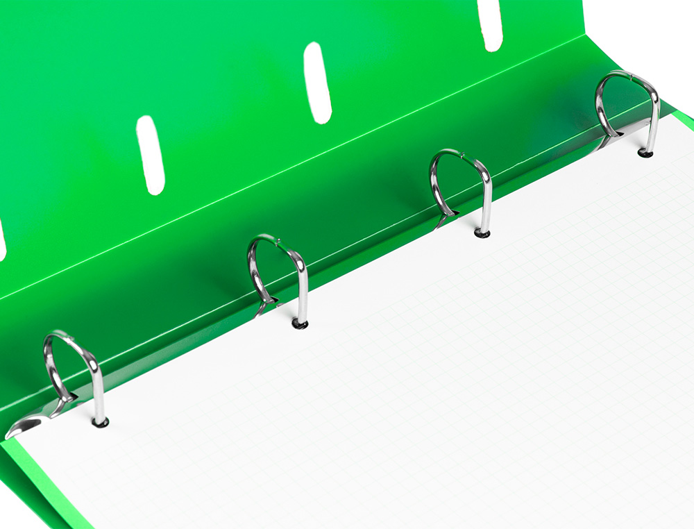 CARPETA CON RECAMBIO LIDERPAPEL A4 CUADRO 5MM 100 HOJAS 80G POLIPROPILENO 4 ANILLAS MIXTAS 25MM VERDE