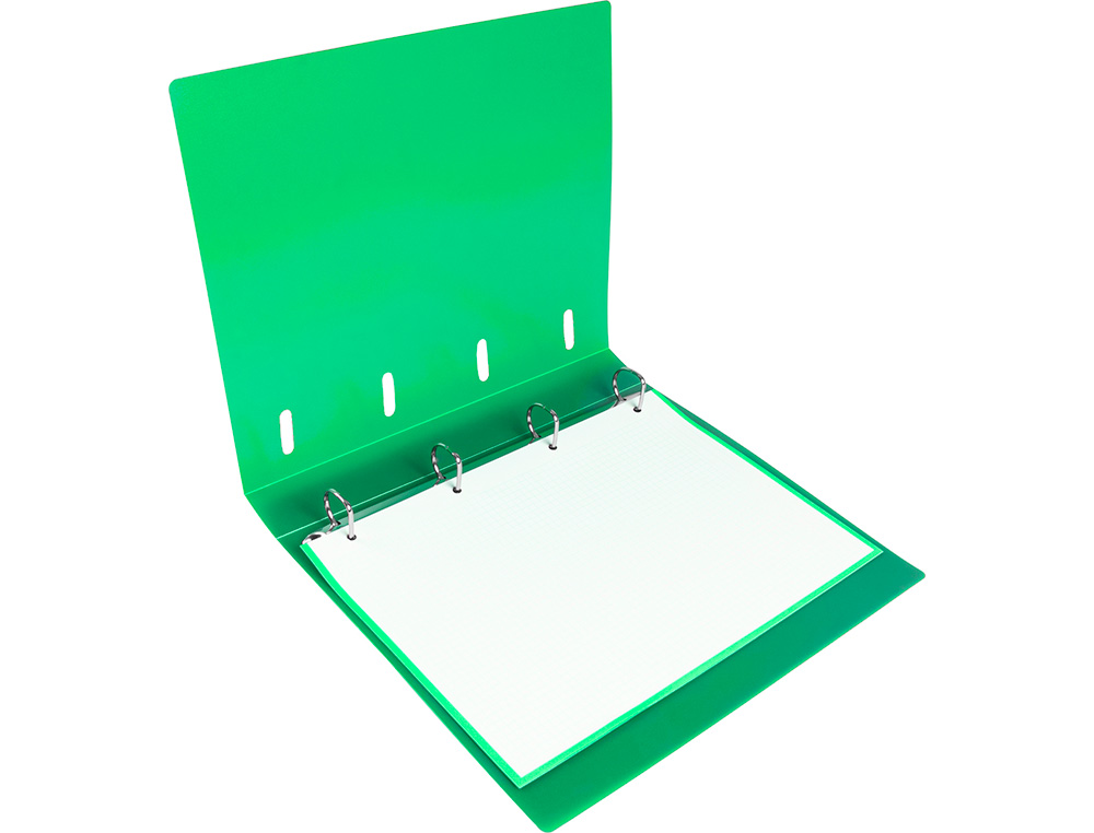 CARPETA CON RECAMBIO LIDERPAPEL A4 CUADRO 5MM 100 HOJAS 80G POLIPROPILENO 4 ANILLAS MIXTAS 25MM VERDE