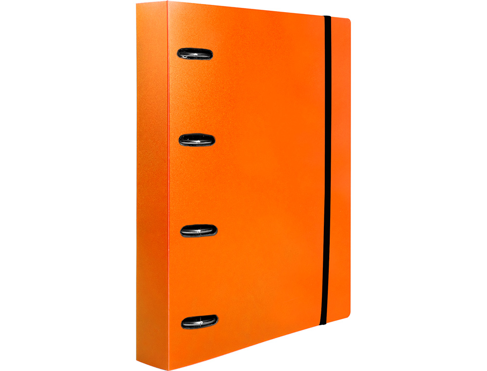 CARPETA CON RECAMBIO LIDERPAPEL A4 CUADRO 5MM 100 HOJAS 80G POLIPROPILENO 4 ANILLAS 25MM COLOR NARANJA