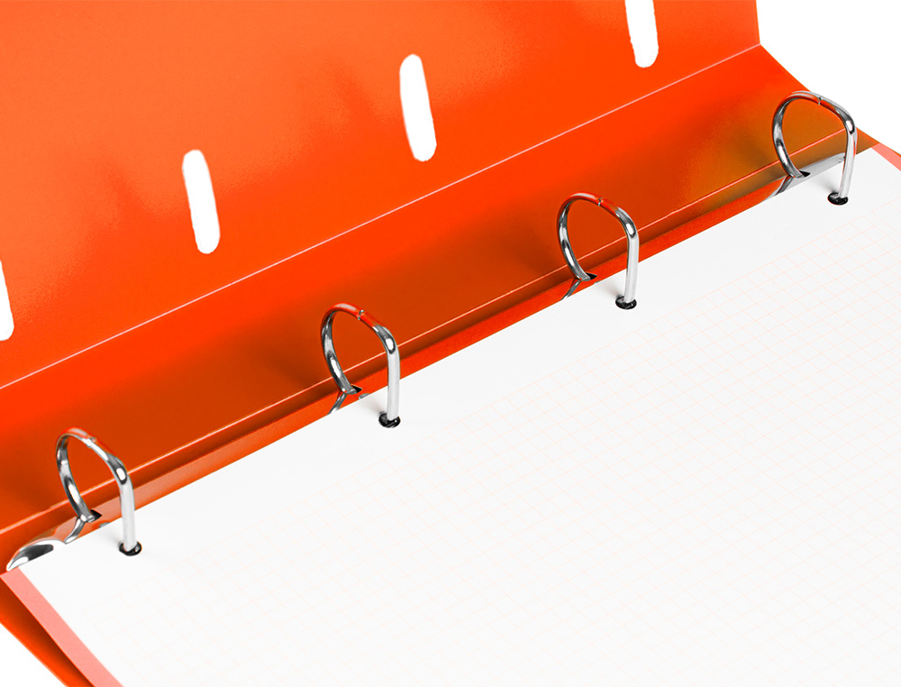 CARPETA CON RECAMBIO LIDERPAPEL A4 CUADRO 5MM 100 HOJAS 80G POLIPROPILENO 4 ANILLAS 25MM COLOR NARANJA