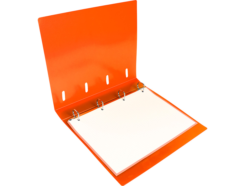 CARPETA CON RECAMBIO LIDERPAPEL A4 CUADRO 5MM 100 HOJAS 80G POLIPROPILENO 4 ANILLAS 25MM COLOR NARANJA