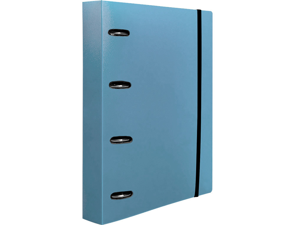 CARPETA CON RECAMBIO LIDERPAPEL A4 CUADRO 5MM 100 HOJAS 80G POLIPROPILENO 4 ANILLAS 40MM CELESTE OPACO